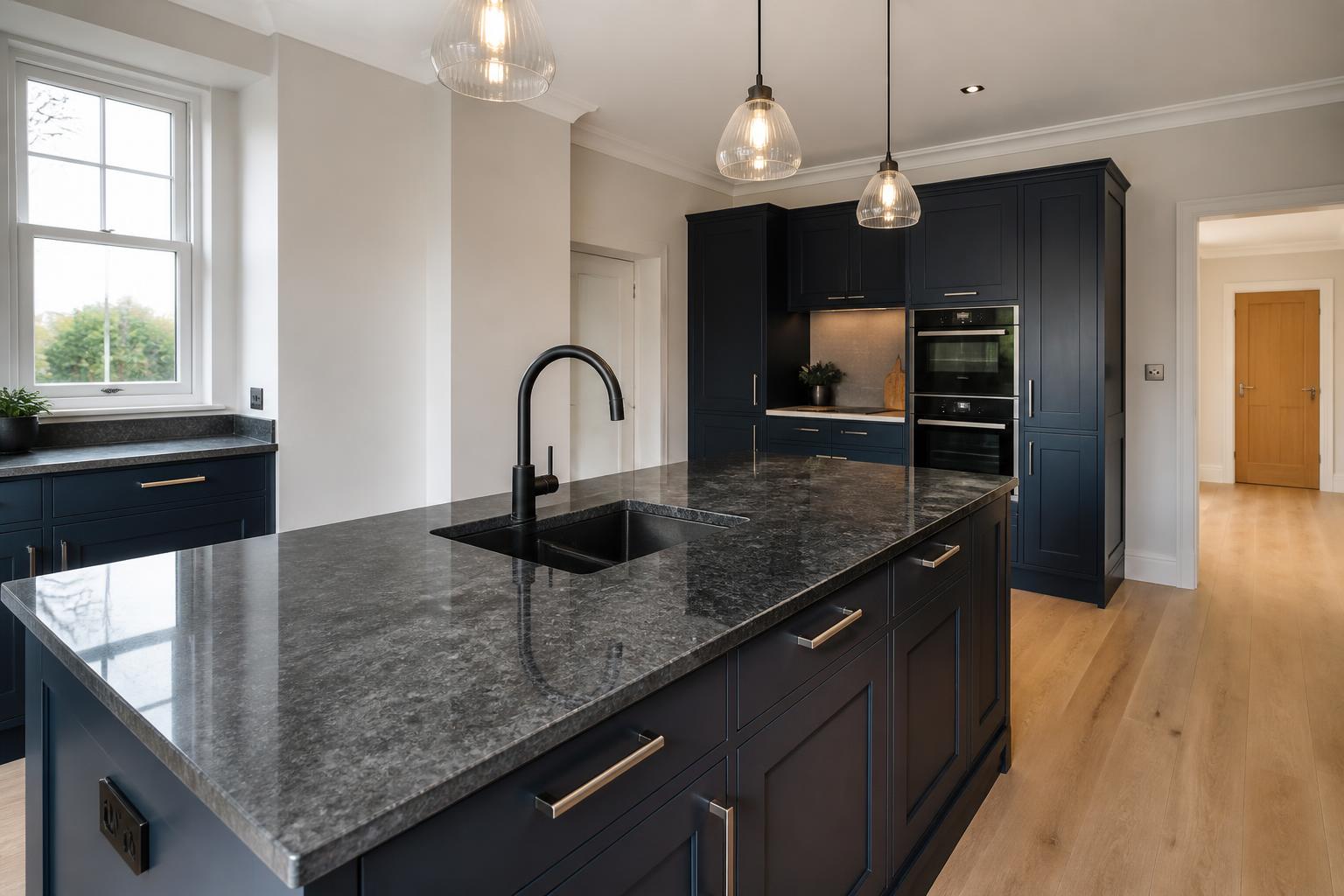 Steel Grey Granite granite kitchen worktop — Neath